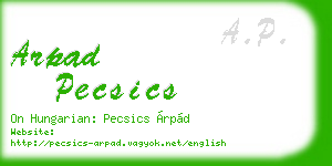 arpad pecsics business card