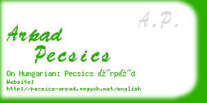 arpad pecsics business card